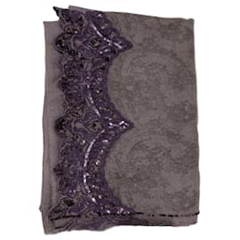 Stola Loro Piana in cashmere viola con paillettes