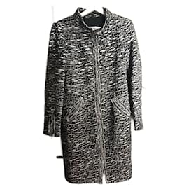 Abrigo Chanel de lana blanco y negro Talla 38