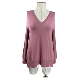 Rosa Kaschmir Pullover mit V Ausschnitt und Rosen Detail - Autre Marque
