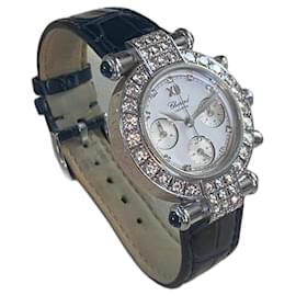 Reloj Chopard Chrono de oro blanco con diamantes y zafiros