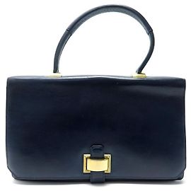 Hermès VINTAGE HANDTASCHE HERMES BRIO LEDERBOX BLAUER SCHULTERHALTER BLAUE LEDERHANDTASCHE