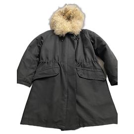 Parka larga Army Yves Salomon negra de algodón