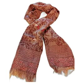 Sciarpa Antik Batik in lana rosso scuro con paillettes e perline