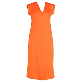 Vestido Joseph de viscosa naranja con cuello de pico