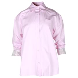 Alexander Wang Camisa abotonada en puños con adornos de cristales en algodón rosa