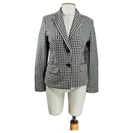 Max Mara Hahnentritt Blazer aus Wolle Schwarz Weiß