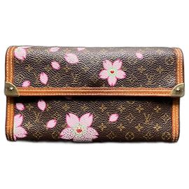 Louis Vuitton Murakari Monogramm Portemonnaie Blumen Braun