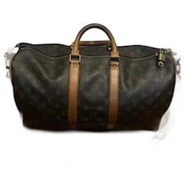 Bolso de viaje Louis Vuitton Keepall 45 Marrón de tela