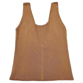 Canotta Chanel in seta beige