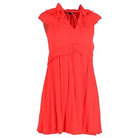 Maje-Minikleid mit Rüschen aus roter Viskose
