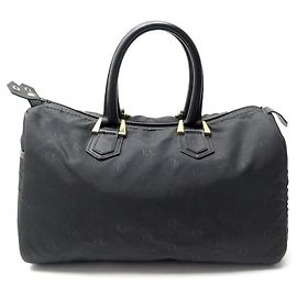 BORSA A MANO VINTAGE CHRISTIAN DIOR BOSTON BOWLING BORSA A MANO IN TELA NERA CON MONOGRAMMA