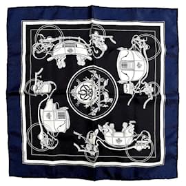 Hermès Seidentuch Gavroche Schwarz Weiß Marineblau