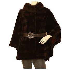 Fendi Selleria giacca corta con cintura in pelliccia di visone e zibellino marrone con lati aperti $18000