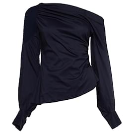 Autre Marque Peter Pilotto, top asimétrico con hombros descubiertos azul oscuro
