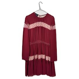 Vestido Giambattista Valli borgonha em viscose com forro de seda