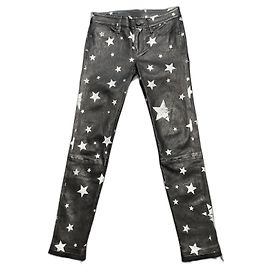 Pantaloni RTA PRINCE in pelle di agnello nero stampa argento