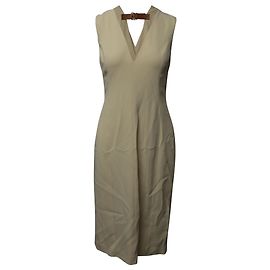 Abito midi senza maniche con scollo a V e cintura posteriore di Alexander Wang in viscosa color crema