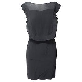 Sandro Paris Vestido tubo con pechera plisada de viscosa negra