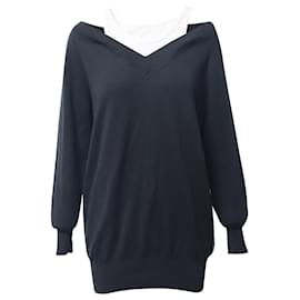 Abito maglione a strati Alexander Wang in lana merino nera