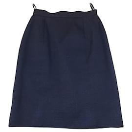 Falda entallada Chanel azul marino de algodón Talla 36