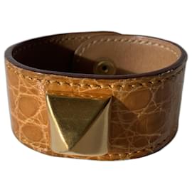 Bracelet Hermès Joli Médor crocodile safran doré