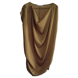 Abito Max Mara in seta dorata lunghezza al ginocchio
