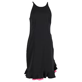 Vestido Joseph de seda negra con dobladillo bicolor y espalda cruzada