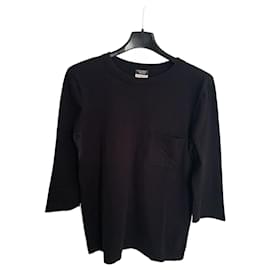 Top Chanel in cotone nero con maniche 3/4
