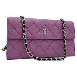 Portafoglio Chanel con catena Timeless Classique trapuntato rosa