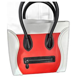 Borsa Céline Luggage in pelle tricolore arancione bianco e nero
