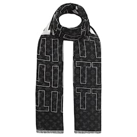 Sciarpa Louis Vuitton List nera in cashmere e seta