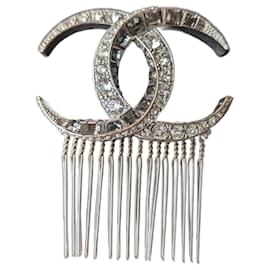 CC B15Forcina per capelli in cristallo argento con logo C Dubai Moon Collection - Chanel