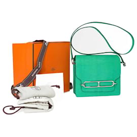 Borsa HERMES Roulis in pellami esotici Verde - 101528 - Hermès