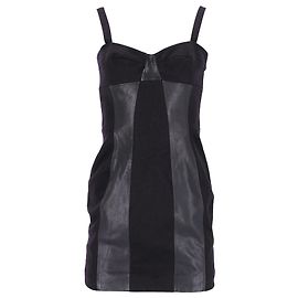 Vestido corsé Joseph Panel de lana y cuero negro