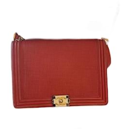 Borsa a mano Chanel Boy Jumbo in pelle rossa
