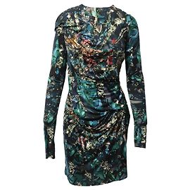 Vestido fruncido con estampado geométrico de Peter Pilotto en seda multicolor