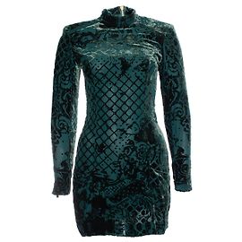Autre Marque Balmain X H&M, grünes Samtkleid