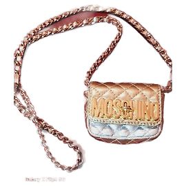 Mini borsa Moschino in pelle argento e oro