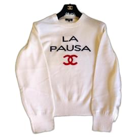 Maglione Chanel La Pausa Cruise bianco in cashmere