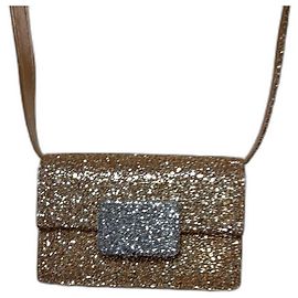 Saint Laurent Piccola Borsa da Sera Dorata con Paillettes