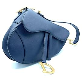 Sac à main Dior Saddle bleu marine en cuir