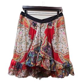 Jupe volantée en soie multicolor Roberto Cavalli