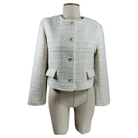 Blazer Sandro in tweed Ecru Oro Taglia 40