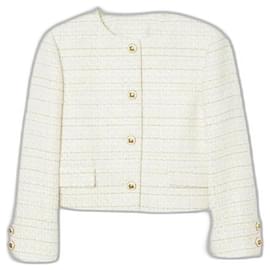 Blazer Sandro in tweed ecru e oro Taglia 42