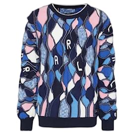 Carlo Colucci Rundhals Pullover Marine Royal Rosa XL - Autre Marque