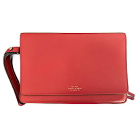 Pochette Smythson Burlington Vermelha em Pele de Veado