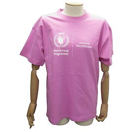 NUEVA CAMISETA DEL PROGRAMA MUNDIAL DE ALIMENTOS DE BALENCIAGA 612965 M 40 ALGODÓN OVERSIZE ROSA