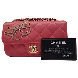 Borsa Chanel Lucky mini flap rosa in pelle di agnello