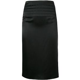 Falda midi de seda negra de Chanel