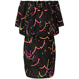 Abito Prada in Seta Nero e Multicolor